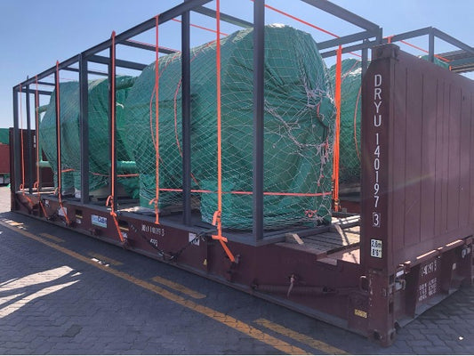 Brewing equipment in a protective steel frame ready to go.