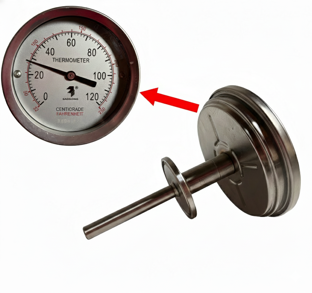 50.5mm Tri-Clamp Thermometer | 304 Stainless Steel | 70mm Probe