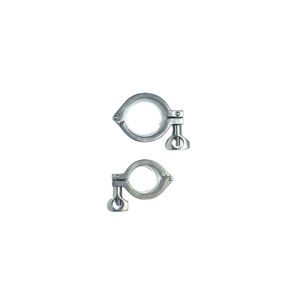 Side-by-side stainless steel tri-clamp fittings, ensuring a secure and leak-proof connection for brewery and beverage applications.